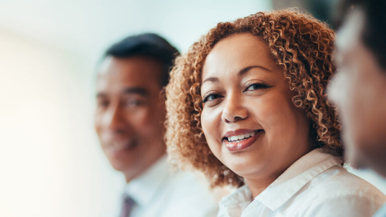 closeup of business woman smiling